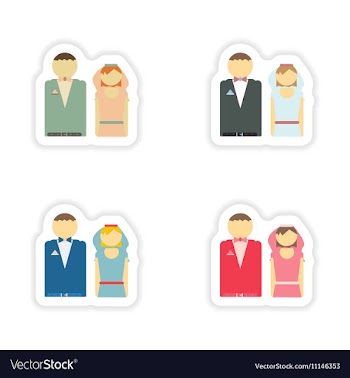 Stylish concept paper sticker bride and groom vector image