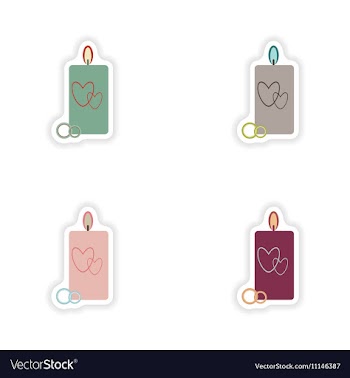 Stylish concept paper sticker candle wedding rings vector image