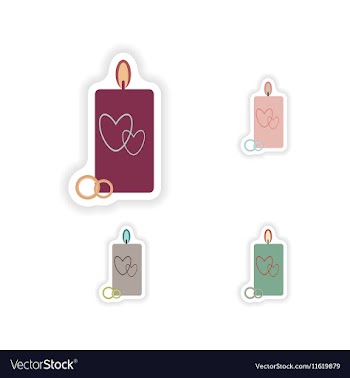 Stylish concept paper sticker candle wedding rings vector image