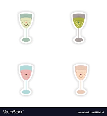 Stylish concept paper sticker glass champagne Ring vector image