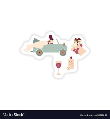 Stylish concept paper sticker groom bride wedding vector image