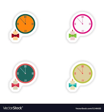 Stylish concept paper sticker Watch Christmas vector image