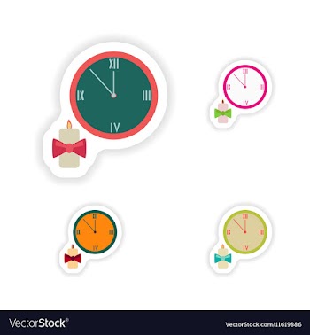 Stylish concept paper sticker Watch Christmas vector image