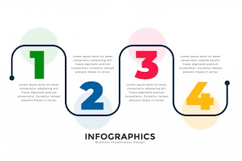 Stylish four steps modern line infographic template Free Vector