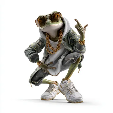 Stylish Frog Street Dancer in Hip-Hop Fashion Stylish Frog Street Dancer in Hip-Hop Fashion