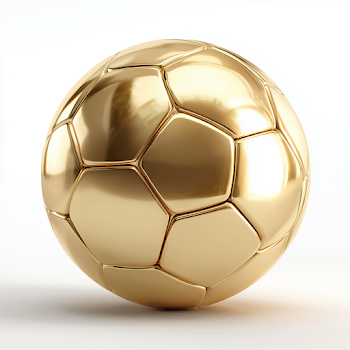 Stylish Golden Soccer Ball on White Background