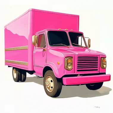 Stylish Hot Pink Delivery Truck with Gold Accents Stylish Hot Pink Delivery Truck with Gold Accents