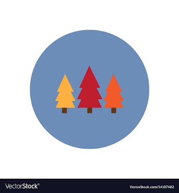 Stylish icon in circle landscape fir trees vector image