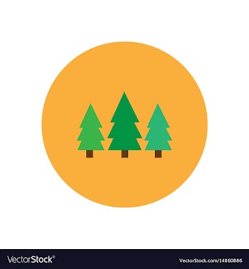 Stylish icon in circle landscape fir trees vector image