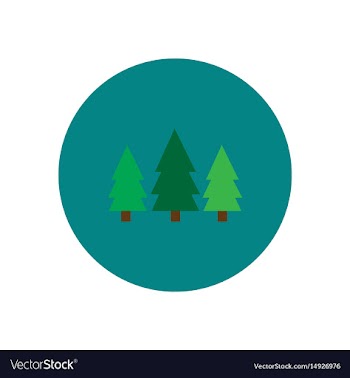 Stylish icon in circle landscape fir trees vector image