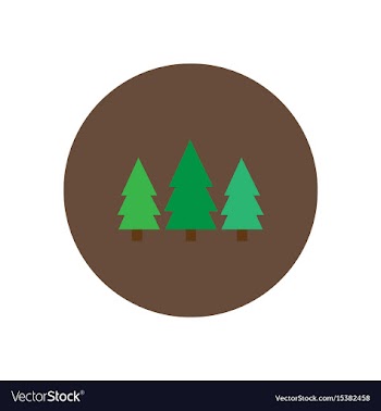 Stylish icon in circle landscape fir trees vector image