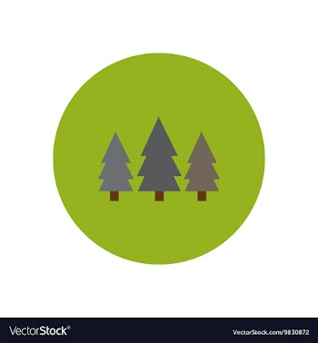 Stylish icon in circle Landscape Fir Trees vector image