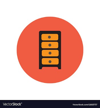 Stylish icon in circle office chest of drawers vector image