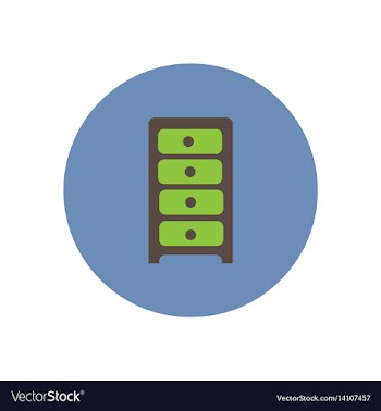 Stylish icon in circle office chest of drawers vector image