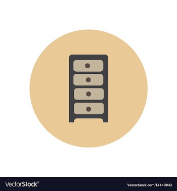 Stylish icon in circle office chest of drawers vector image