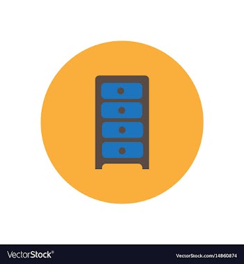 Stylish icon in circle office chest of drawers vector image