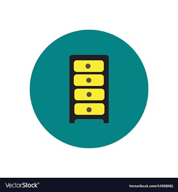 Stylish icon in circle office chest of drawers vector image