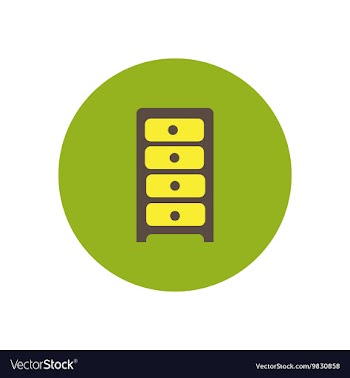 Stylish icon in circle office chest of drawers vector image