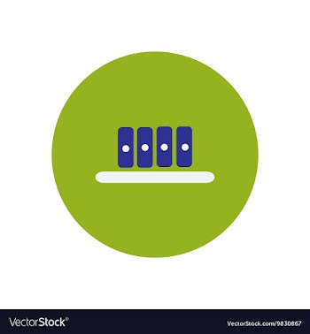 Stylish icon in circle office folders on shelf vector image
