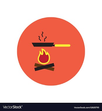 Stylish icon in circle Pan with fire vector image