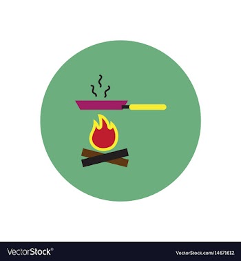 Stylish icon in circle pan with fire vector image