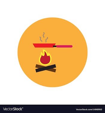 Stylish icon in circle pan with fire vector image