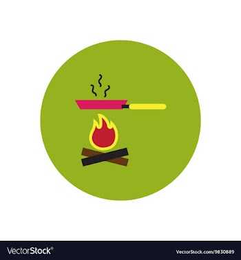 Stylish icon in circle Pan with fire vector image