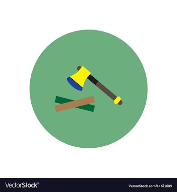 Stylish icon in circle wood and an ax vector image