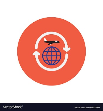 Stylish icon in color circle airplane arrows vector image