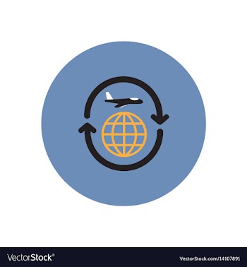 Stylish icon in color circle airplane arrows vector image