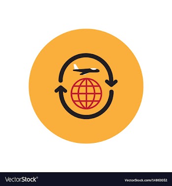 Stylish icon in color circle airplane arrows vector image