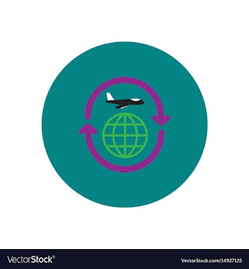 Stylish icon in color circle airplane arrows vector image