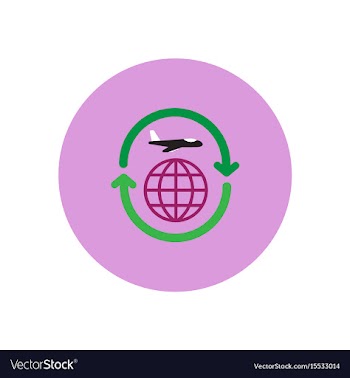 Stylish icon in color circle airplane arrows vector image