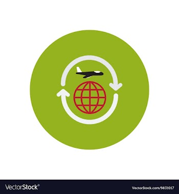 Stylish icon in color circle airplane arrows vector image