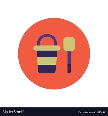 Stylish icon in color circle bucket shovel vector image