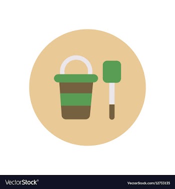 Stylish icon in color circle bucket shovel vector image