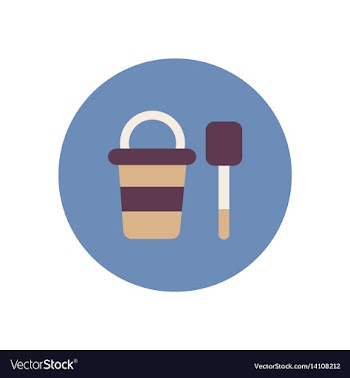 Stylish icon in color circle bucket shovel vector image