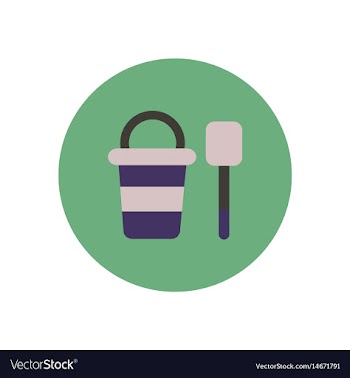 Stylish icon in color circle bucket shovel vector image