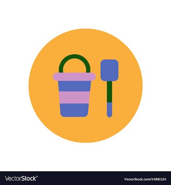 Stylish icon in color circle bucket shovel vector image