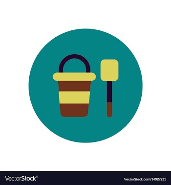 Stylish icon in color circle bucket shovel vector image