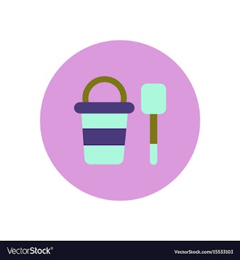 Stylish icon in color circle bucket shovel vector image