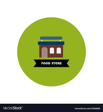 Stylish icon in color circle building grocery vector image
