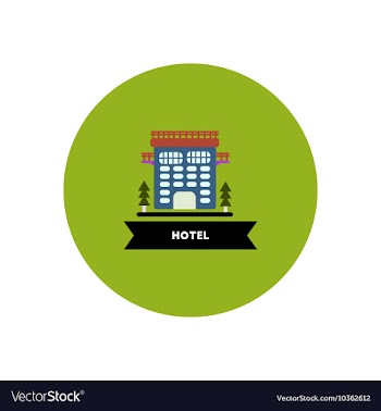 Stylish icon in color circle building hotel vector image