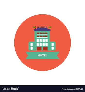 Stylish icon in color circle building hotel vector image