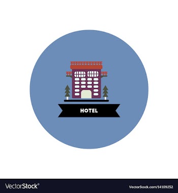 Stylish icon in color circle building hotel vector image
