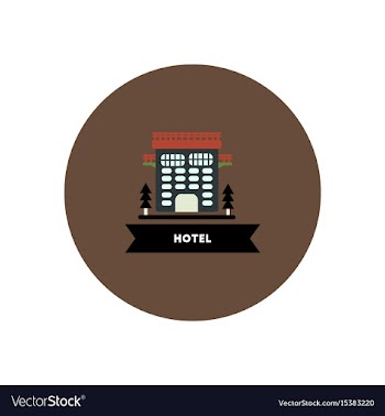 Stylish icon in color circle building hotel vector image