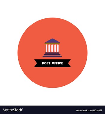 Stylish icon in color circle building post office vector image
