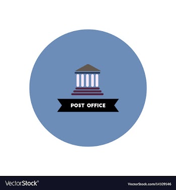 Stylish icon in color circle building post office vector image