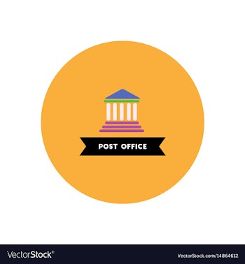 Stylish icon in color circle building post office vector image