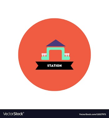 Stylish icon in color circle building Station vector image